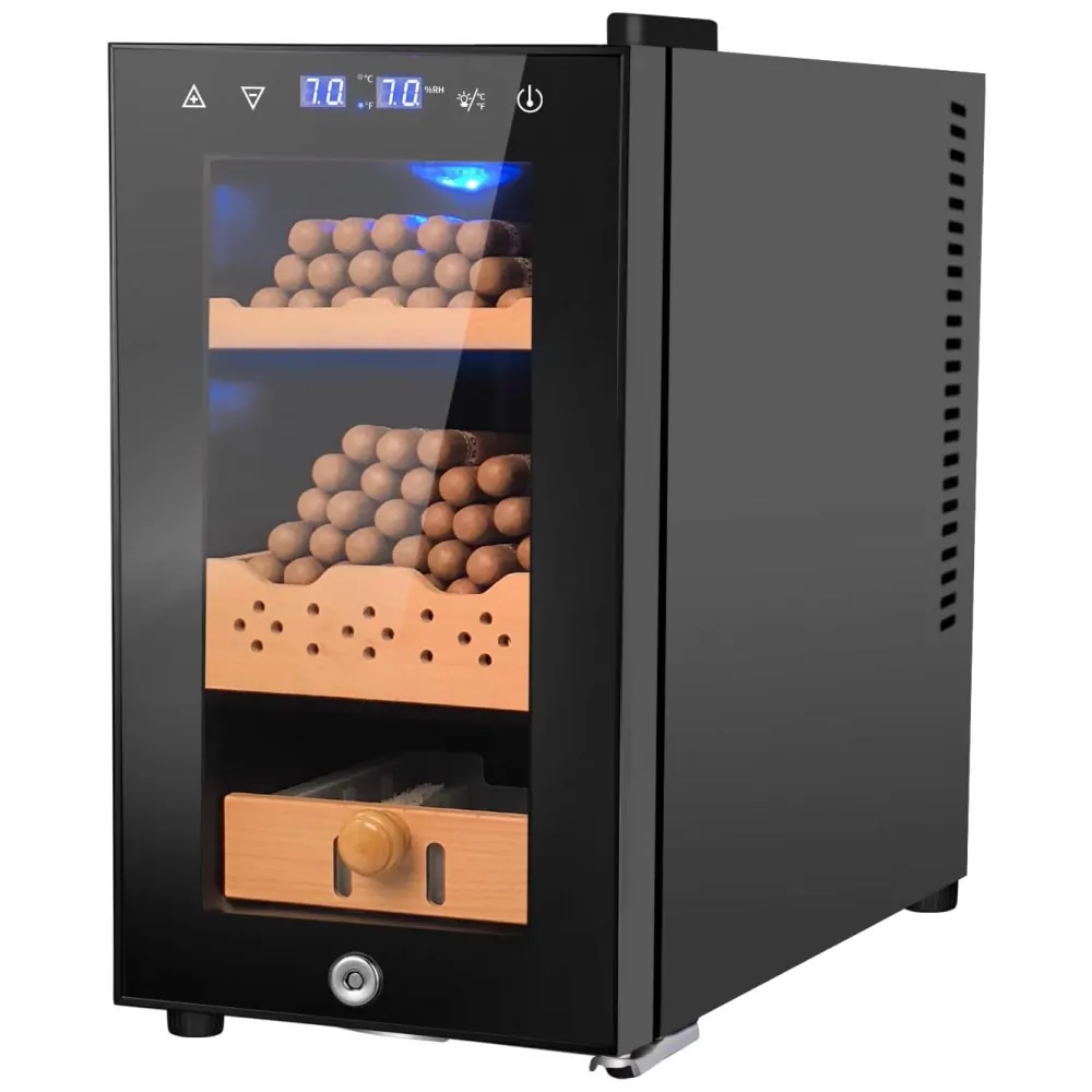 Humidor Elétrico Velieta Preto e Prata 25L Termostático Controle Digital 115V