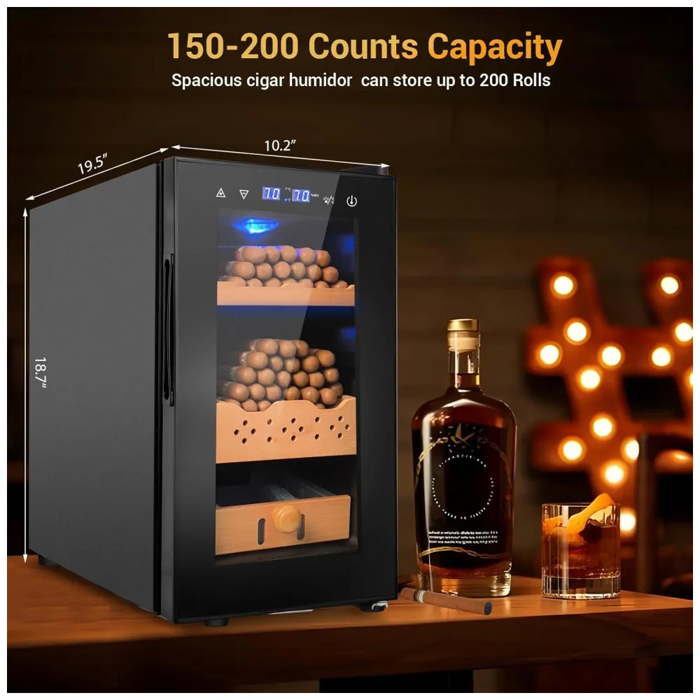 Humidor Elétrico Velieta Preto e Prata 25L Termostático Controle Digital 115V