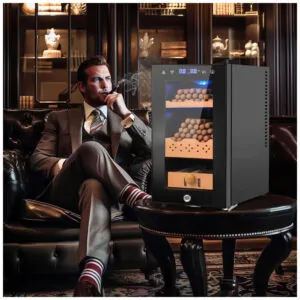 Humidor Elétrico Velieta Preto e Prata 25L Termostático Controle Digital 115V