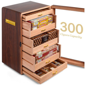 ectq221p2brc0b_2 jpg - Umidor para Charutos Marvero em Cedro com Higrômetro Digital, Gavetas, Umidificadores e Acessórios Banhados a Ouro Capacidade para 150 Charutos