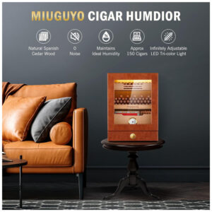 ectq2qb1rzpd0b_4 jpg - Umidor, Aquecimento e Refrigeração Armário de Charutos 21L para 150 Charutos em Cedro Espanhol Presente para Amantes de Charutos,MIUGUYO
