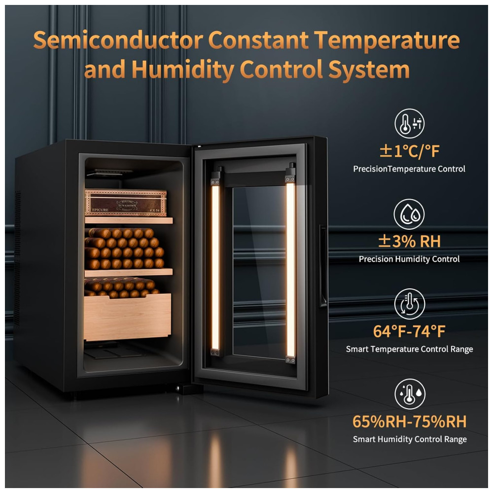 ectq461rpzpd0b_4 jpg - Umidor de Charutos Elétrico 26 Litros 150 Charutos, Controle de Umidade Inteligente, Aquecimento e Refrigeração 2.0, Armário Termostático,MIUGUYO