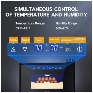 ectq474ttmyd0b_2 jpg - Umidor Elétrico Tylza 25 Litros com Controle de Umidade e Temperatura, Gabinete de Cedro Espanhol, Trava de Segurança e Refrigerador, 170L
