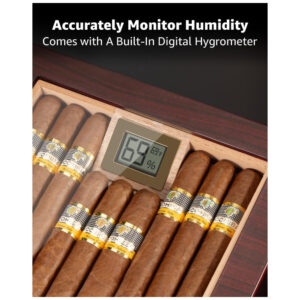 Humidor para Charutos Flauno Nogueira com Sistema de Circulação de Ar para 40 Charutos
