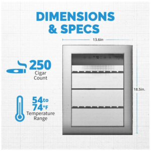 ectq6mxtn6h80b_5 jpg - Umidor Elétrico NewAir Wineador Capacidade para 250 Charutos Cooler de Aço Inox com Função de Aquecimento e Resfriamento 12 23 C e Prateleiras.