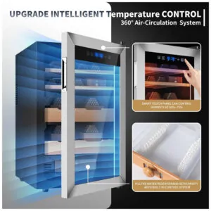 Gabinete Humidor KingChii Branco 70L Controle Temperatura e Humidade Cedro Espanhol 110V