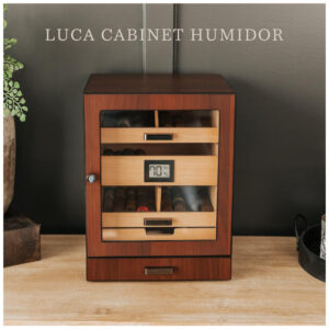 Humidor de Mesa Case Elegance Marrom Personalizado Cedro Espanhol Sistema Umidificação Digital