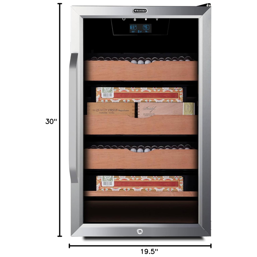 ectq8dpwzxn80b_8 jpg - Umidor para Charutos Elétrico com Capacidade para 650 Charutos, Sistema de Aquecimento e Resfriamento Integrado, 110V, Whynter, Prata e Preto