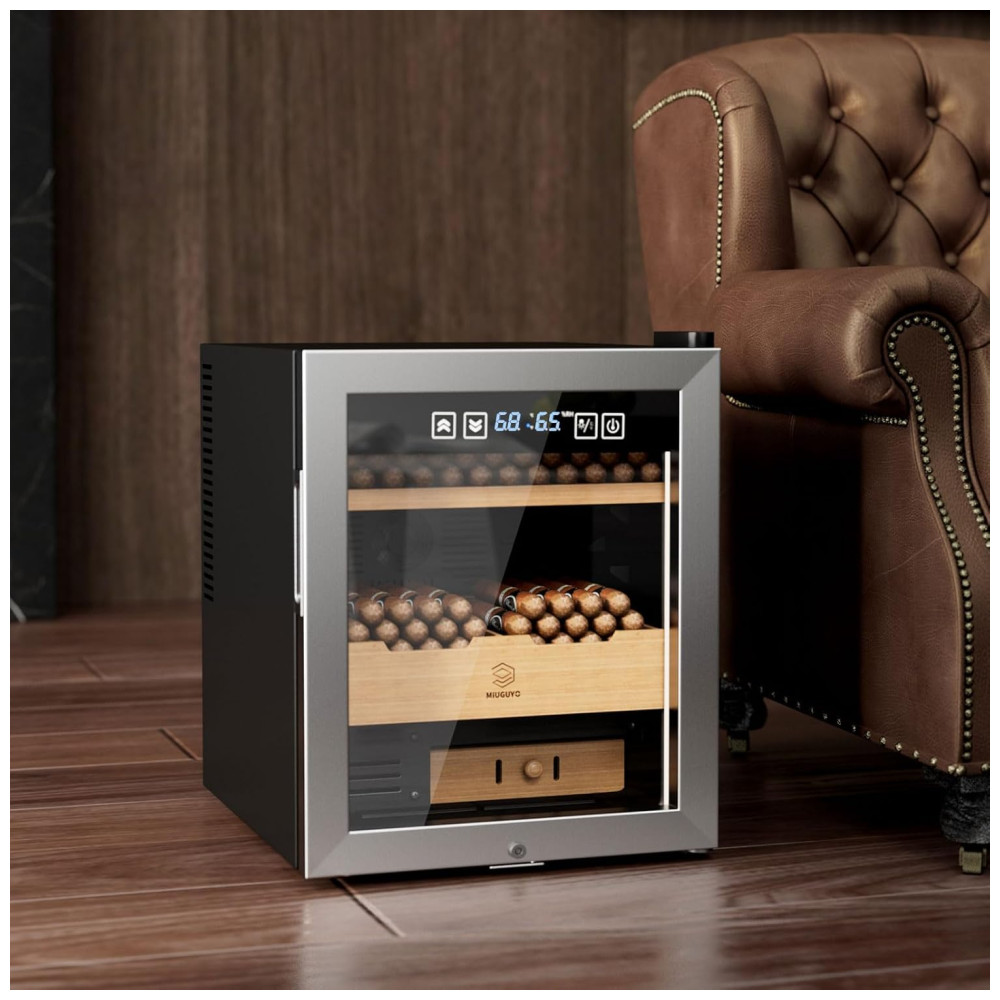 ectq9bvnnzpd0b_1 jpg - Umidor de Charutos Elétrico 50 Litros MIUGUYO, para 350 Charutos, Controle de Temperatura e Umidade, Gabinete em Cedro Espanhol, Trava.
