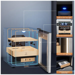 ectq9bvnnzpd0b_8 jpg - Umidor de Charutos Elétrico 50 Litros MIUGUYO, para 350 Charutos, Controle de Temperatura e Umidade, Gabinete em Cedro Espanhol, Trava.