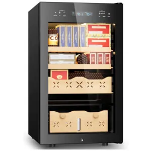 ectq9tpc7tyc0b_0 jpg - Umidor para Charutos Elétrico 65L com Capacidade para 500 Charutos, Gaveta de Madeira em Cedro Espanhol e Display Digital LED, 110V, Mojgar, Preto