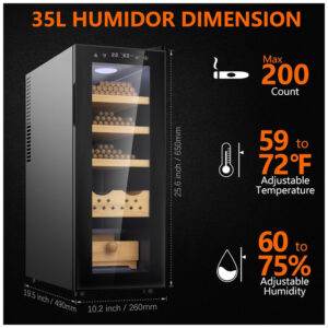 ectqf6dtmtjc0b_4 jpg - Umidor para Charutos Elétrico 35L com Controle de Temperatura e Higrômetro Digital, 110V, ALE POMOS, Preto