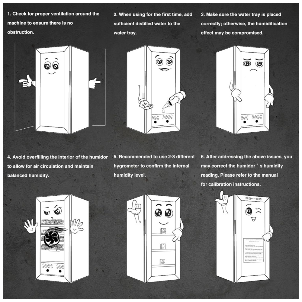 ectqhlybrqtc0b_6 jpg - Umidor para Charutos Elétrico 50L até 350 UN com Controle de Temperatura e Sistema de Umidificação Integrado, 110V, KingChii, Prata e Preto