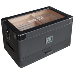 Umidor Militar para Charutos em Madeira de Cedro com Higrômetro Preciso Modelo CASE ELEGANCE Preto