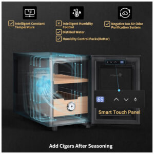 Umidificador Elétrico de Charutos KingChii Preto 16L com Controle de Temperatura e Higrômetro 240V