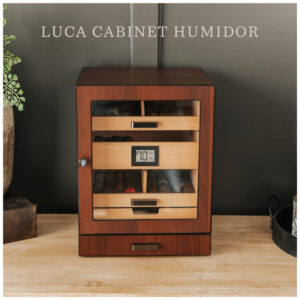 Humidor de Charutos Case Elegance Luca Marrom 80 100 Charutos com Cedro Espanhol e Higrômetro Digital
