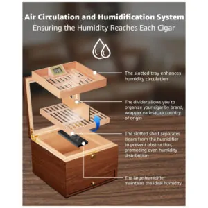 Humidor para Charutos Flauno Cerejeira com Trava e Sistema de Circulação de Ar