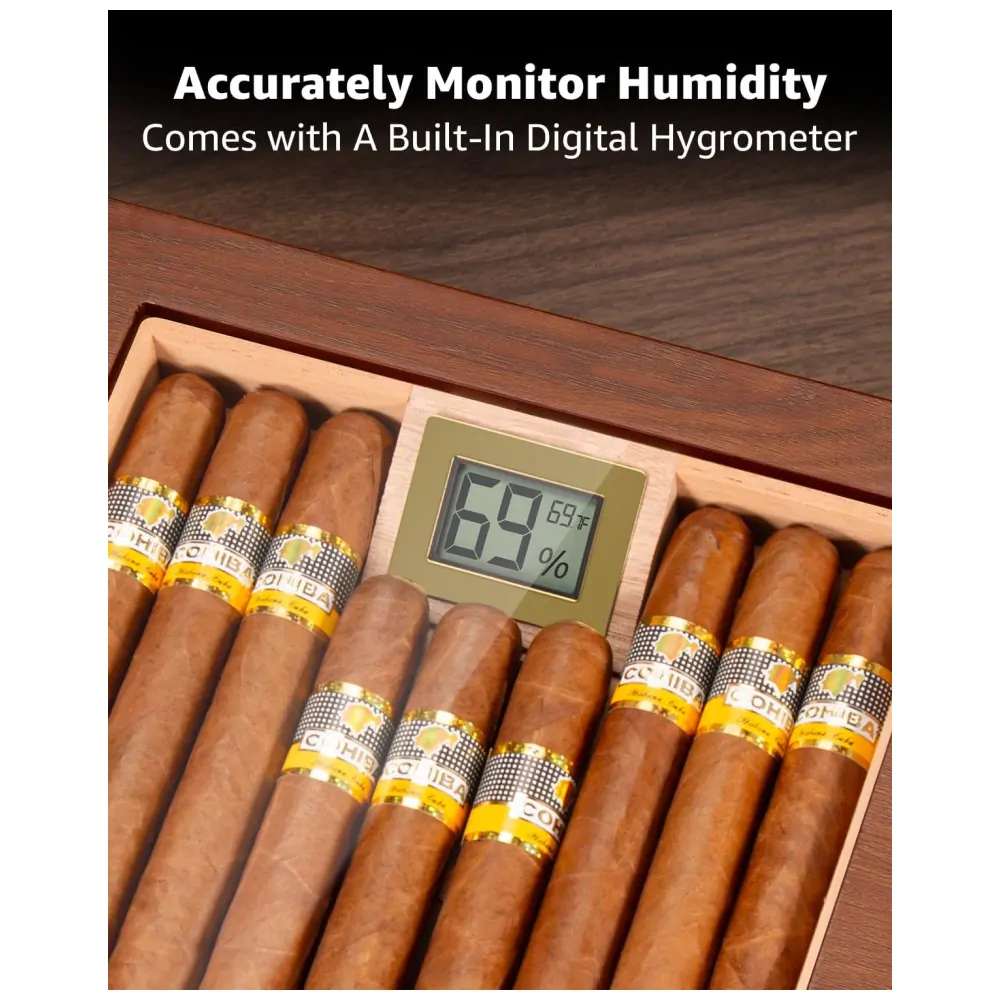 Humidor para Charutos Flauno Cerejeira com Trava e Sistema de Circulação de Ar