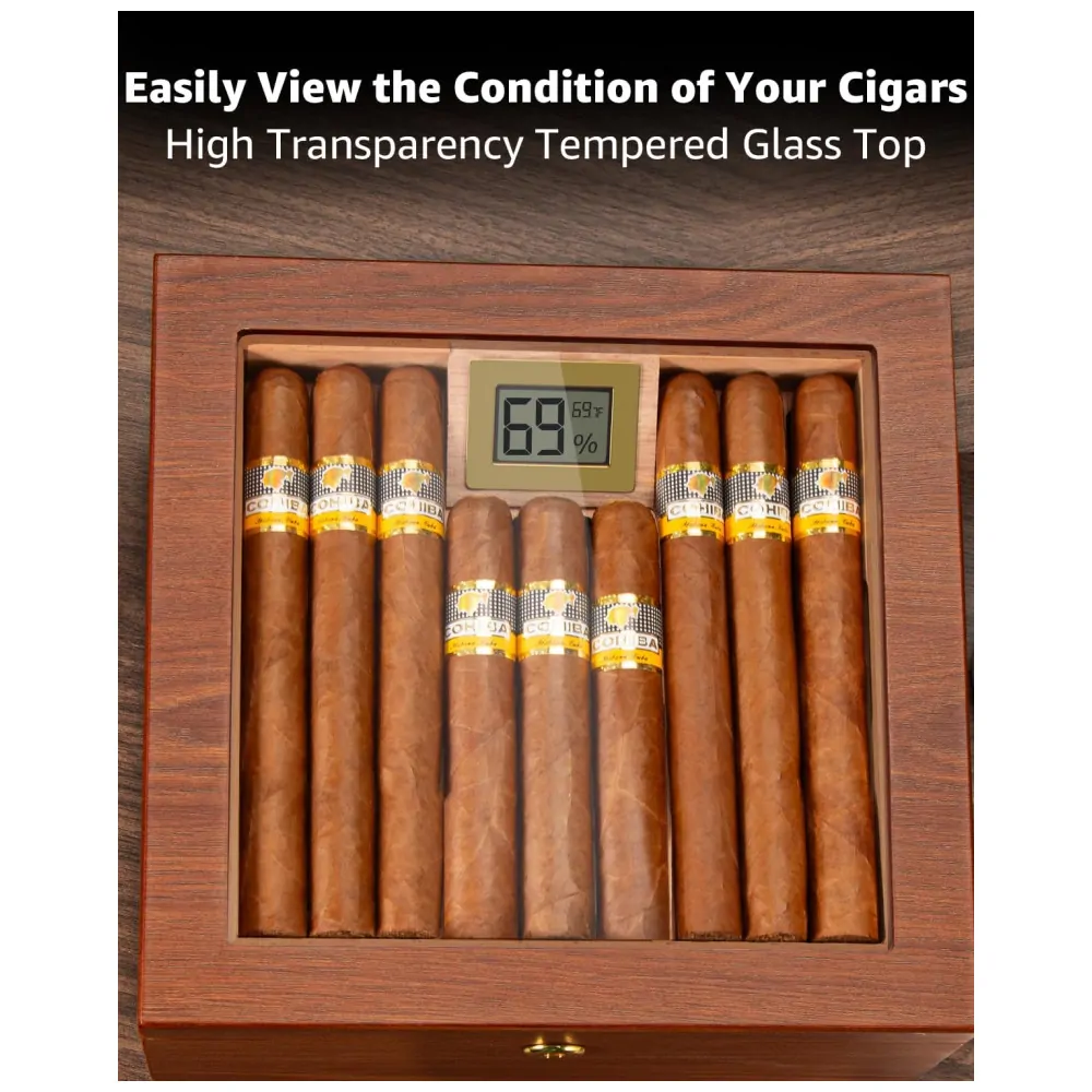 Humidor para Charutos Flauno Cerejeira com Trava e Sistema de Circulação de Ar