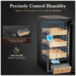 ectqmyh37tyc0b_1 jpg - Umidor para Charutos Elétrico 115L com Capacidade para 900 Charutos, Display Digital LED, Controle Inteligente de Temperatura e Umidade, 110V, Mojgar, Preto