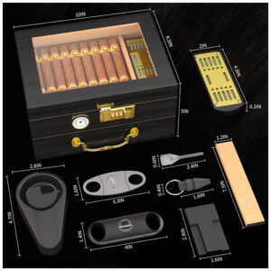 ectqqlnn2phc0b_7 jpg - Umidor de Charutos TRBIHCX com Trava de Senha, Gaveta para Acessórios e Conjunto Completo de Acessórios Comporta 20 50 Charutos