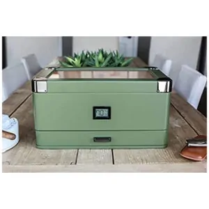 ectqrf1rdt490b_1 jpg - CASE ELEGANCE Estojo Umidor Militar Monogramado com Tampo de Vidro Espesso e Cedro, Sistema Fácil de Umidificação e Higrômetro Digital Preciso Verde