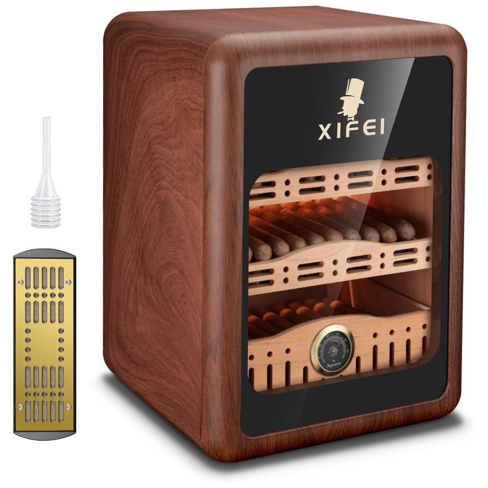 Humidor XIFEI Marrom Capacidade 150 Charutos LED Madeira Cedro Espanhol