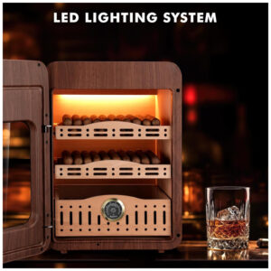 Humidor XIFEI Marrom Capacidade 150 Charutos LED Madeira Cedro Espanhol