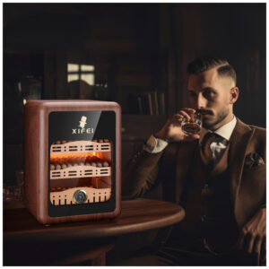 Humidor XIFEI Marrom Capacidade 150 Charutos LED Madeira Cedro Espanhol