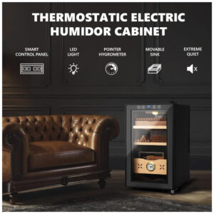 Humidor Elétrico Euhomy Preto 35L com Controle Digital Dupla Função Refrigeração e Aquecimento