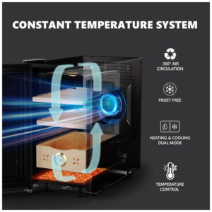 Humidor Elétrico Euhomy Preto 35L com Controle Digital Dupla Função Refrigeração e Aquecimento