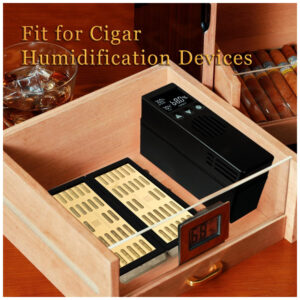 Humidor Woodronic Ébano Brilhante para 150 Charutos com Cedro Espanhol e Higrômetro Digital
