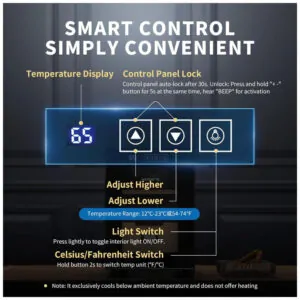 Umidor para Charutos Elétrico 16L com Gaveta de Cedro Espanhol, Iluminação LED e Capacidade para 100 Charutos, 110V, NEEDONE, Preto