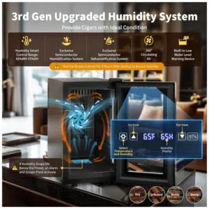 Umidor Elétrico NEEDONE 23L Preto Controle Digital de Temperatura e Umidade 110V