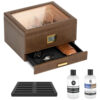 Humidor Charutos Case Elegance Belmont Castanho Tampa Vidro Sistema Umidificação Digital