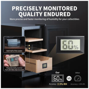 ectqthh6nxqc0b_5 jpg - Umidor Elétrico NEEDONE 26L com Sistema de Controle Térmico, Aquecimento e Resfriamento, Capacidade para 200 Cigarros, Prateleiras de Cedro Espanhol.