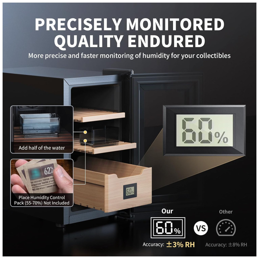 ectqthh6nxqc0b_5 jpg - Umidor Elétrico NEEDONE 26L com Sistema de Controle Térmico, Aquecimento e Resfriamento, Capacidade para 200 Cigarros, Prateleiras de Cedro Espanhol.