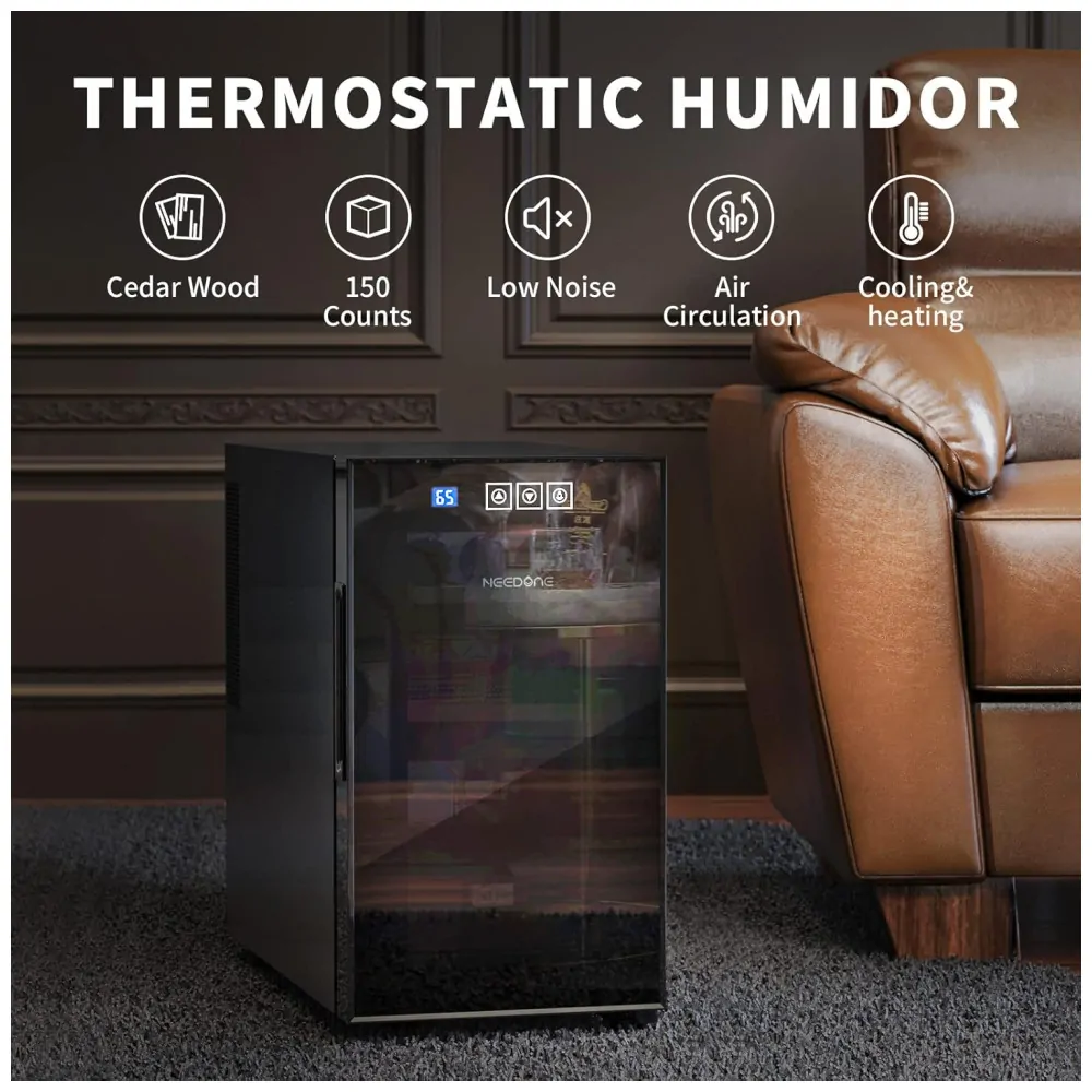 Humidor Elétrico NEEDONE 23L Preto Resfriamento e Aquecimento 3 Camadas 110V