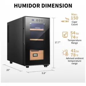 Humidor Elétrico NEEDONE 23L Preto Resfriamento e Aquecimento 3 Camadas 110V