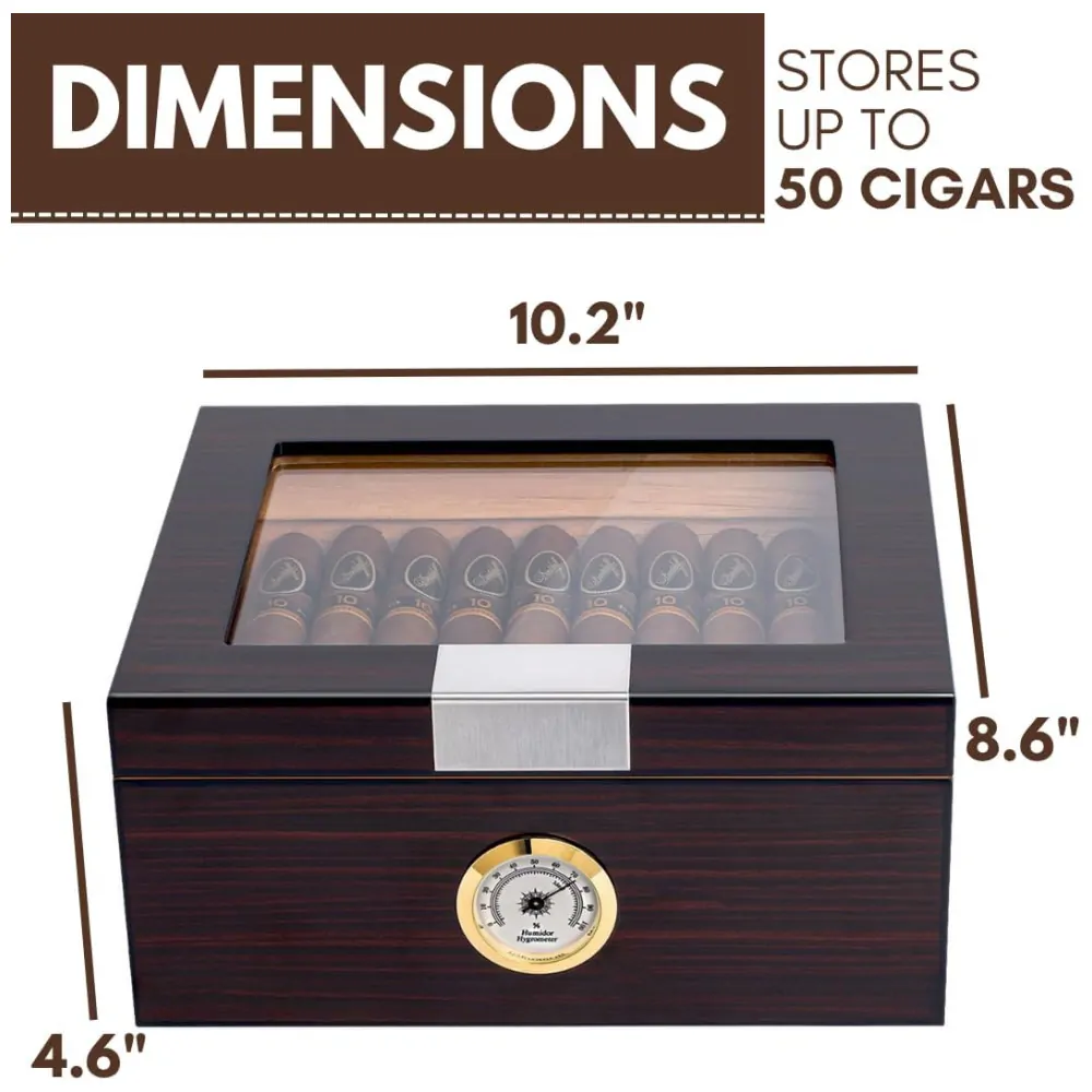 ectqxdkdg5s70b_4 jpg - Umidor de Luxo para Charutos Armazenamento Sofisticado para 25 50 Charutos, com Medidor de Umidade e Umidificador, Caixa de Cedro Mantello Cigars