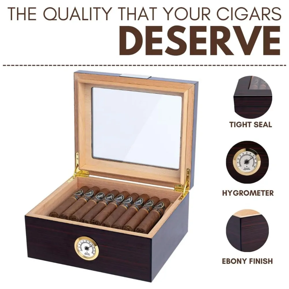 ectqxdkdg5s70b_5 jpg - Umidor de Luxo para Charutos Armazenamento Sofisticado para 25 50 Charutos, com Medidor de Umidade e Umidificador, Caixa de Cedro Mantello Cigars