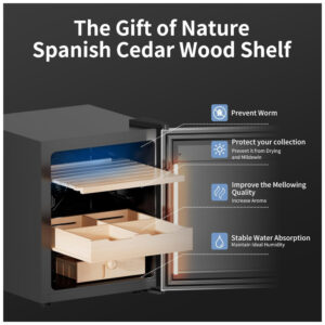 Gabinete Humidificador KingChii 50L com Controle de Temperatura e Umidade com Madeira de Cedro Espanhol 240V