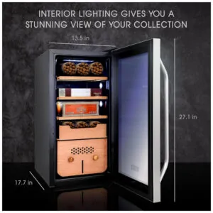 Humidor Elétrico SCHMÉCKÉ 250 Charutos Preto Controle 3 em 1 Temperatura Umidade Aquecimento 240V