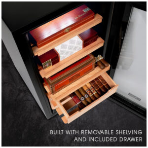 Humidor Elétrico SCHMÉCKÉ 250 Charutos Preto Controle 3 em 1 Temperatura Umidade Aquecimento 240V