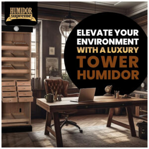 Humidor Torre Humidor Supreme Preto 3000 Charutos Cedro Espanhol Higrômetro 72 Polegadas