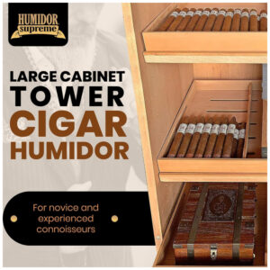Humidor Torre Humidor Supreme Preto 3000 Charutos Cedro Espanhol Higrômetro 72 Polegadas