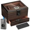ectqdx73j8gd0b_0 jpg - Umidor de Cedro com Umidade Digital e Fechadura, Maçarico All in 1, Presente de Luxo para Homens, Até 60 80 Charutos,LIHTUN
