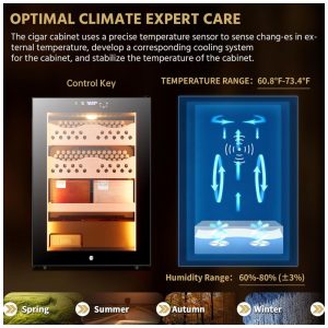 Adega Refrigerada Elétrica Cigarwong 50L Preta com Controle de Temperatura e Umidade 240V