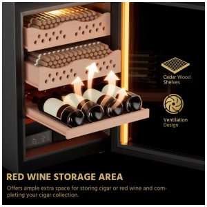 Adega Refrigerada Elétrica Cigarwong 50L Preta com Controle de Temperatura e Umidade 240V