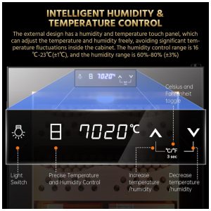Adega Refrigerada Elétrica Cigarwong 50L Preta com Controle de Temperatura e Umidade 240V